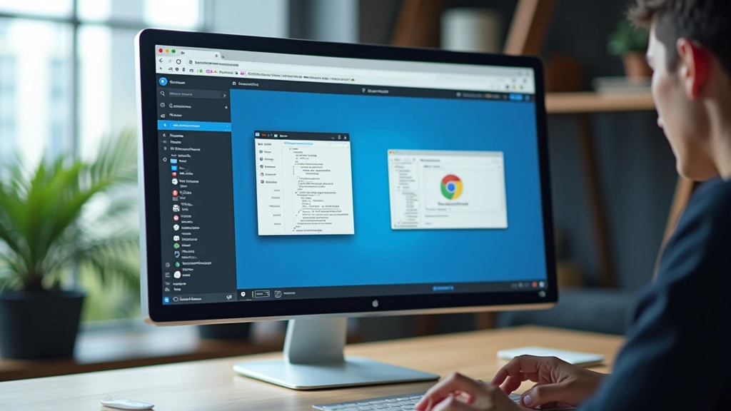 Computer screen displaying browser DevTools with device emulation panel open, showing responsive design preview of website on multiple viewport sizes